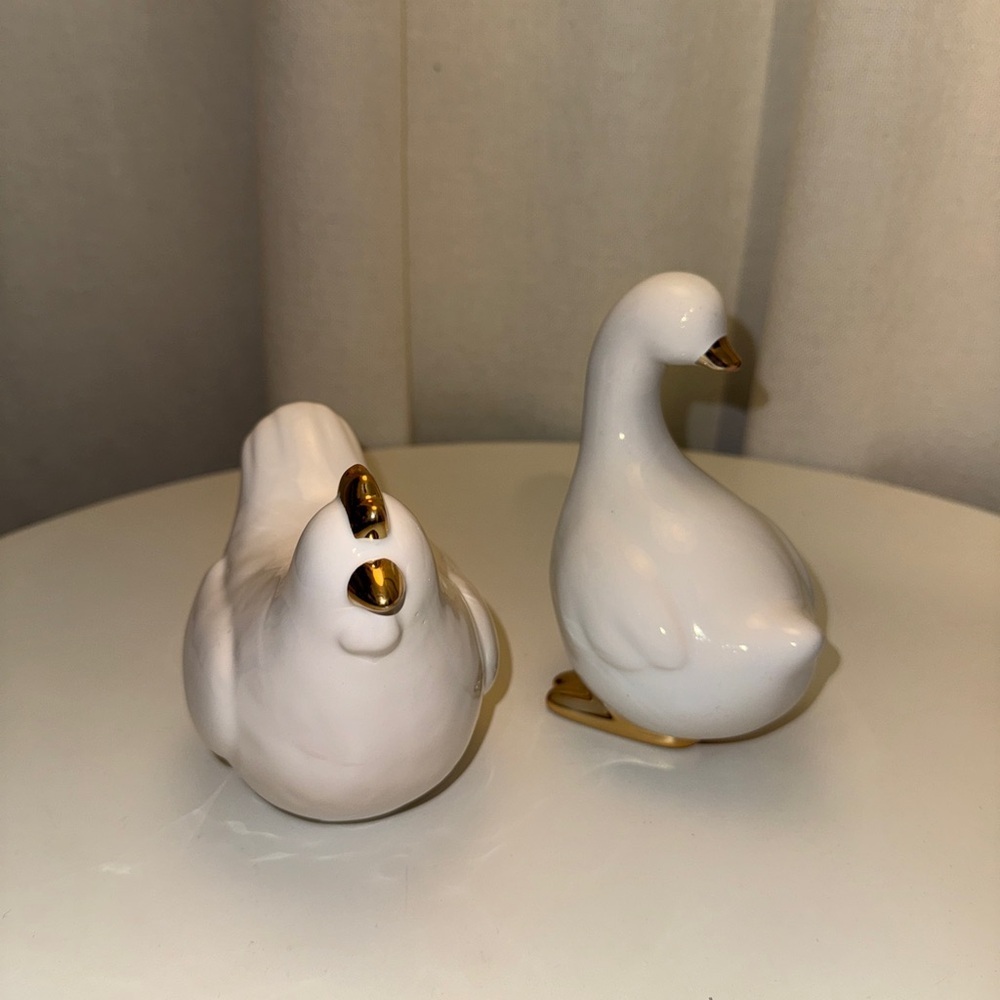 Target Easter White Ceramic Chicken and Goose Decoration NWT